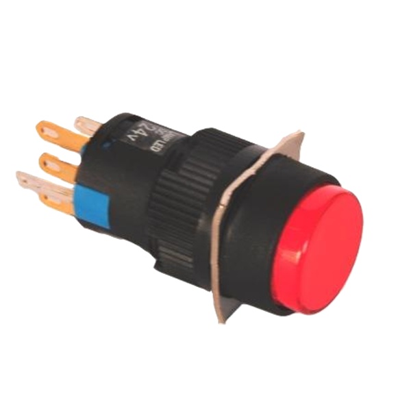 BOTONERA LUMINOSA REDONDA 1 INVERSOR SIN RETENCION  AD16-11SY R 24V
